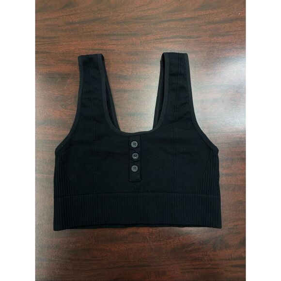Gymshark Black Power Down Croplette Sports Top Size Small - Picture 1 of 5